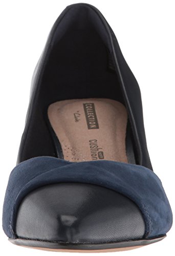 Clarks Zapatos de tacón Linvale Vena para mujer, azul (Cuero marino/Nubuck Combi), 40 EU