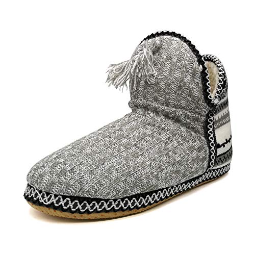 COFACE acogedora cabaña para Mujer con pompón Calientes gestrickte Zapatillas Maletero TPR Plantillas innengefüllt Zapato en 5 Colores