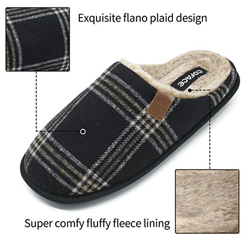 COFACE Zapatillas de Estar en Casa Hombre Tartán Invierno Cálido Forro de Felpa Pantuflas Alta Densidad Espuma de Memoria Zapatos con Antideslizante Suela Tallas 42