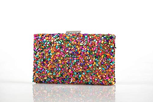 Complementos La Monsita Bolso cartera de fiesta multicolor con cadena