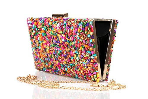 Complementos La Monsita Bolso cartera de fiesta multicolor con cadena