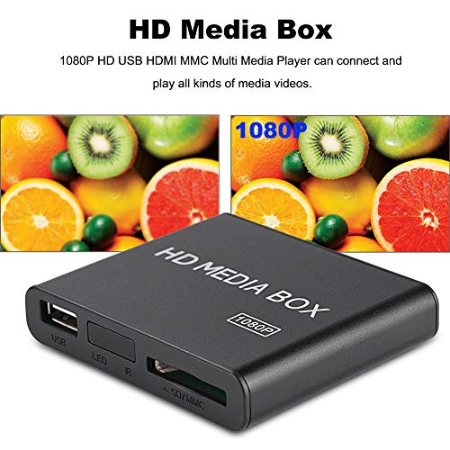 Completo HD HDMI Reproductor Multimedia, Mini 1080p Ultra HD Digital Media Player Soporte USB Drives, Tarjetas SD MMC RMVB MP3 AVI y MKV (EU)(D)