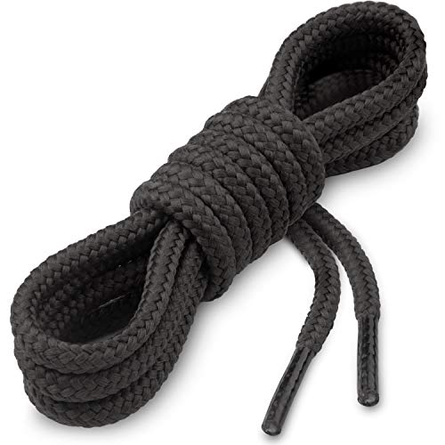 Cordones Redondos para Botas Miscly [3 Pares] Cordones Reforzados y Duraderos para Botas, Calzado de Seguridad y Zapatos de Senderismo - 5 mm Diámetro (114cm, Negro)