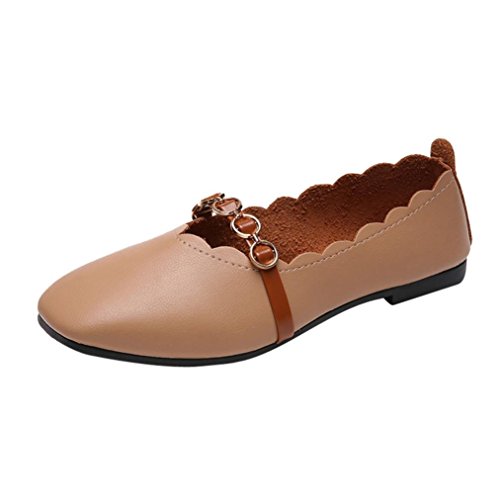 Covermason Zapatos Zapatos planos mujer, planos de color puro con punta cuadrada para mujer