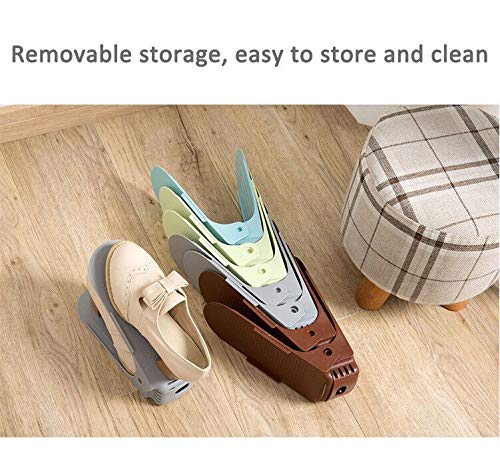 Cozywind 8pcs Zapatos Organizador de Calzado Zapatero Ajustable Individual de Doble Capa Plástico Que Ahorra Espacio de Almacenamiento,Gris