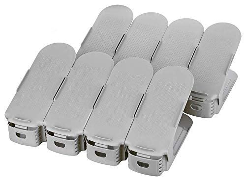 Cozywind 8pcs Zapatos Organizador de Calzado Zapatero Ajustable Individual de Doble Capa Plástico Que Ahorra Espacio de Almacenamiento,Gris