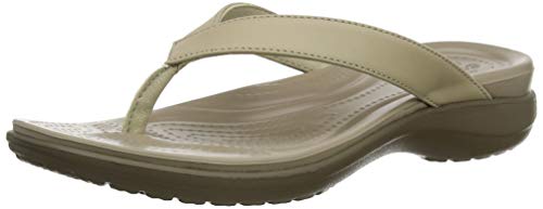 Crocs Capri V Flip, Chanclas para Mujer, Beige (Chai/Walnut), 38/39 EU