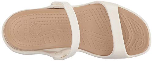 Crocs Cleo, Sandalias de Punta Descubierta para Mujer, Blanco (Oyster/Gold 13S), 38/39 EU