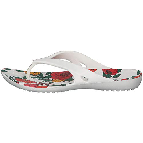 CROCS Kadee II Printed Flip W, Chanclas Tiempo Libre y Sportwear Mujer, Multicolor (White/Floral), 42 EU