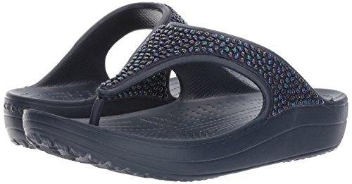 Crocs Sloane Embellished Flip, Chanclas para Mujer, Azul (Navy/Turquoise 4ad), 39/40 EU