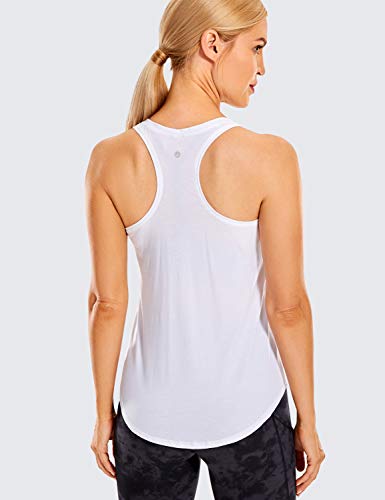 CRZ YOGA Mujer Algodón Pima Deporte de Sueltas Formación Camiseta sin Mangas Blanco-R744 38