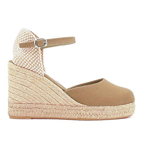 Cuña de Esparto Plataforma Yute 9 cm (Camel Tostado, 39)