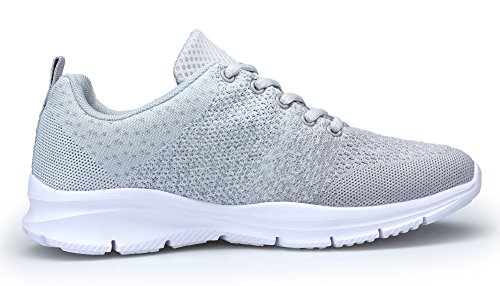 DAFENP Zapatillas de Running para Hombre Mujer Zapatos para Correr y Asfalto Aire Libre y Deportes Calzado Ligero Transpirable XZ747-M-gray-44EU