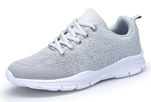 DAFENP Zapatillas de Running para Hombre Mujer Zapatos para Correr y Asfalto Aire Libre y Deportes Calzado Ligero Transpirable XZ747-M-gray1-EU43