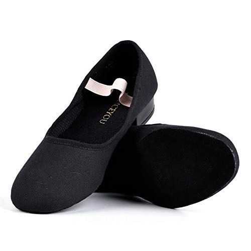 DANCEYOU Negros Zapatos de Baile Caracter de Lona con Tacón Bajo para Mujeres y Niñas, Zapatos de Baile Modernos, Zapatos de Baile de salón, Zapatos Casuales de Baile, 35 EU