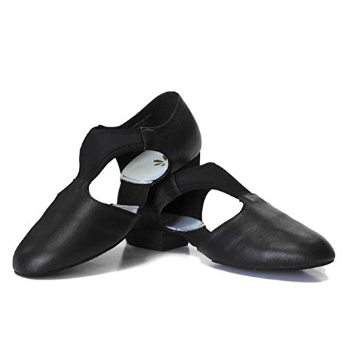 DANCEYOU Zapatos de Jazz para Mujer con Suela Blanda Zapatos de Baile Latino para Hombre Sandalias de Enseñanza de Baile de Cuero para Baile de Salón Salsa Latina Moderna, Negro EU 35.5/36