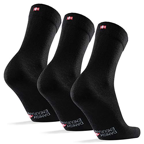 DANISH ENDURANCE Calcetines de Lana Merino 3 Pares (Negro, EU 43-47)