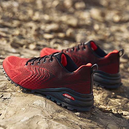 Dannto Zapatillas de Deporte Hombre Zapatos para Correr Aire Libre y Deporte Athletic Cordones Zapatillas De Running Trail Tenis Basket Respirable Gimnasio Sneakers （Rojo,44