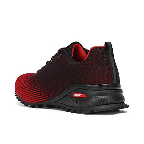 Dannto Zapatillas de Deporte Hombre Zapatos para Correr Aire Libre y Deporte Athletic Cordones Zapatillas De Running Trail Tenis Basket Respirable Gimnasio Sneakers （Rojo,44