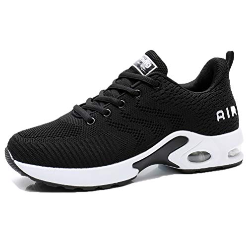 Dannto Zapatos Deporte Mujer Zapatillas Deportivas Correr Gimnasio Casual Zapatos para Caminar Mesh Running Transpirable Aumentar Más Altos Sneakers (Negro,42)