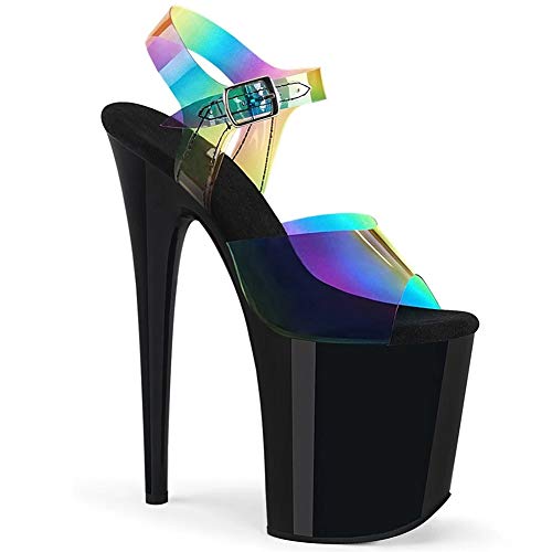 DEAR-JY Zapatos de Tacón para Mujer,Sandalias de tacón Alto con Efecto de Arco Iris Sexy de 20 cm,Talla Grande Tacones Fetiche Zapatos de salón con Pasarela Modelo Pole Dance,39 EU/6.5 UK