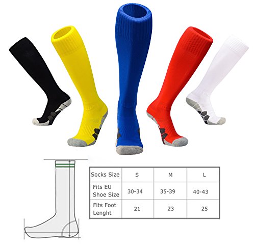 DEBAIJIA Calcetines de Fútbol Deportes al aire Libre de Medias de Fútbol Mujeres/Hombre Niños/Niñas Para Baloncesto, Lacrosse, Rugby, Hockey& Otros deportes Amarillo - S