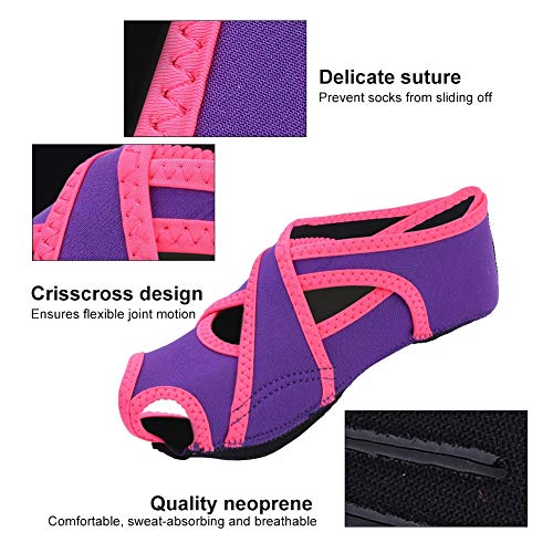 Demeras Calcetines de Yoga para Mujer Zapatos de Yoga con Punta Abierta Antideslizante para Pilates Barre Baile de Ballet Yoga gimnástico Arte marcial(S-Lavender)