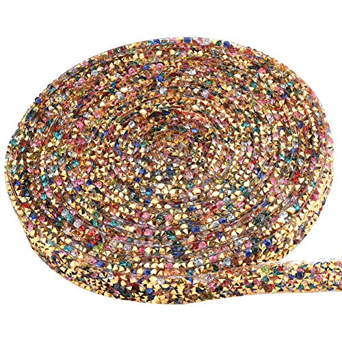 Demine Rollo de Cinta de Diamantes,Cintas de Adorno para Manualidades de Bricolaje Vestido Pulsera Zapatos Bolsas Decoración de Bodas Fiesta(177 * 0,59 Pulgadas,Mezcla de Colores)