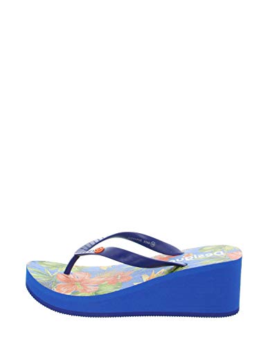 Desigual Shoes Lola Tropical, Chanclas Mujer, Azul Lovely 5099, 40 EU