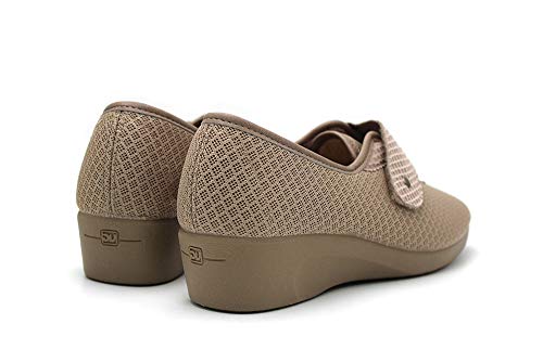 DeValverde - Zapatillas de casa con cuña y Cierre de Velcro, Suela de Goma, para: Mujer Color: Arena Talla:37