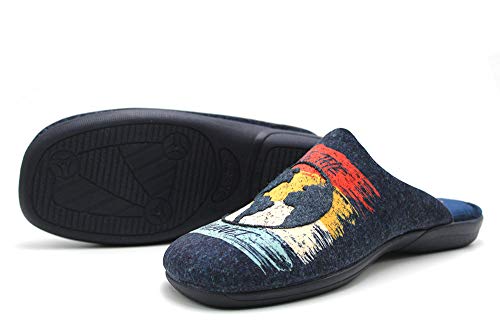 DeValverde - Zapatillas de IR por casa con talón Abierto, Chinela con Suela de Goma, para: Hombre Color: Marino Talla:41