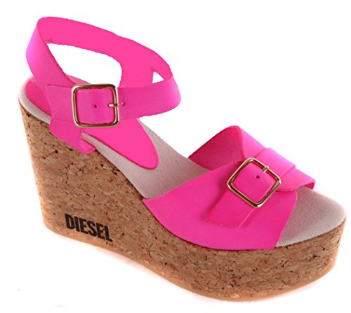 Diesel Sandalias Mujer Plataforma Cuña Zapatos De Tacón Fucsia #44 - Fucsia, 41 EU