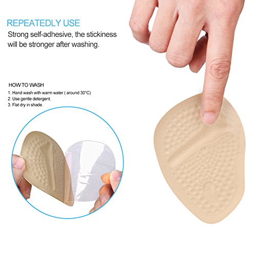 Doact Plantillas de Zapatos Con Tacón Alto (2 pares) Proteger Los Pies, Medio plantilla para Alivio el Dolor en el Antepié (35-40EU) (Beige)