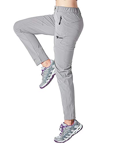 donhobo Pantalones de senderismo para mujer, de secado rápido, ultraligeros, resistentes al desgaste, protección UV, transpirables, pantalones de trekking funcionales. gris XS