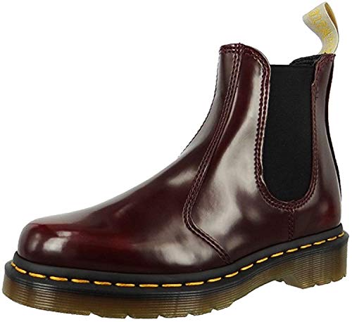 Dr. Martens Vegan 2976, Botas Chelsea Hombre, Cepillo Cambridge de Color Rojo Cereza 600, 41 EU