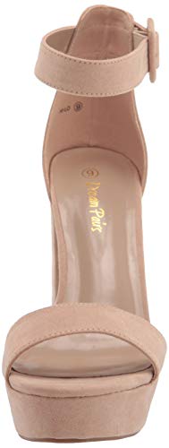 Dream Pairs Hi-Lo Sandalias de Tacón Alto Pump Plataforma Ante para Mujer Desnudo 38 EU/7 US