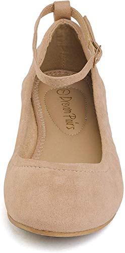 Dream Pairs Sole-Fina-Straps Zapatos Bailarina Correas Tobillo para Mujer Desnudo 40.5 EU/9.5 US