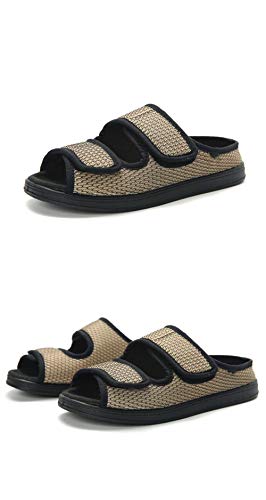 DYWLQ Sandalias para diabéticos para Mujer, para Hombre, Pantuflas Anchas, Calzado quirúrgico, Sandalias con Punta Abierta, cómodos Zapatos Antideslizantes para Interiores y Exteriores-Khaki_39_EU