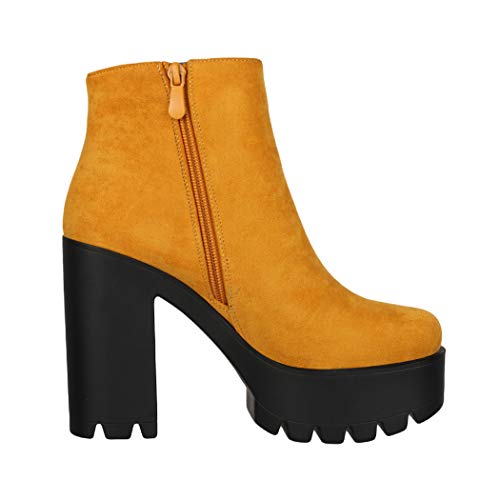 Elara Botines Chelsea para Mujer Chunkyrayan Amarillo HQ115 Yellow-38