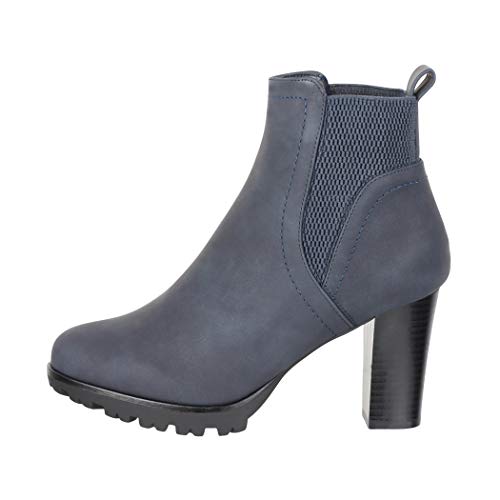 Elara Botines Mujer Chunkyrayan Azul Marino KL0612 Navy-39