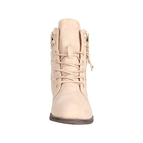 Elara Botines Mujer Trabajo Botas Chunkyrayan Beige Neu-9812-Beige-39