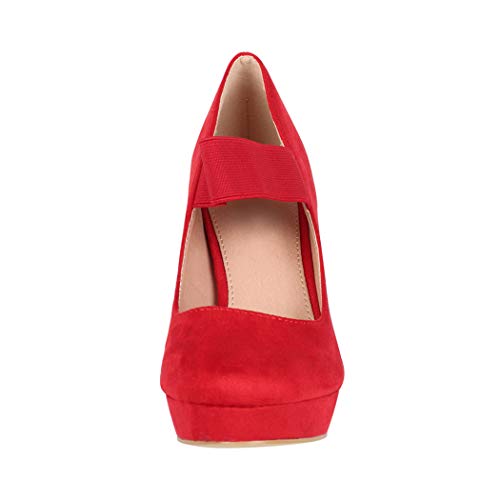 Elara Zapato de Tacón Alto con Correa Mujer Vintage Chunkyrayan Rojo E22500 Red-37