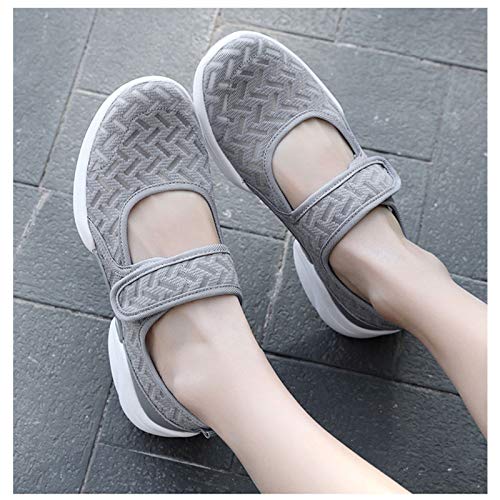 ERLINGO Zapatos de malla para mujer para caminar con malla transpirable Mary Jane, antideslizantes, ligeros, cómodos entrenadores de fitness deportivos mocasines para enfermera, color, talla 39 EU