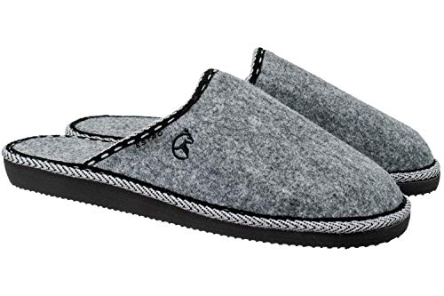 ESTRO Zapatillas De Casa Hombre Zapatillas Fieltro Pantuflas Casa Hombre F14 (Gris, 45)