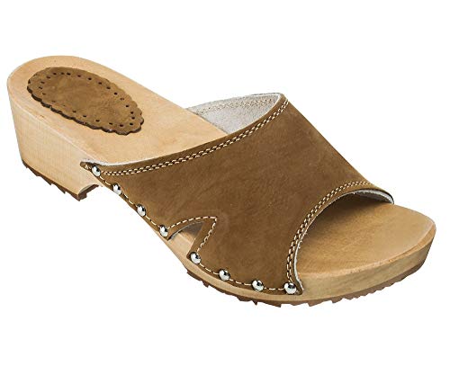 ESTRO Zuecos De Madera para Mujer Calzado Sanitario De Trabajo CDL04 (Beige, 39)