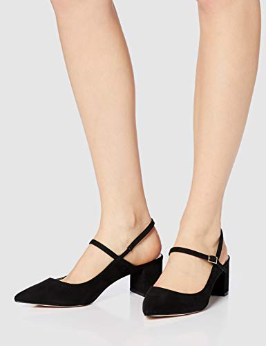 FIND Block Heel Mary-Jane Zapatos de Tacón, Negro (Black), 36 EU