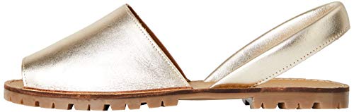 FIND Menorcan Leather Sandalias de Punta Descubierta, Dorado (Gold), 38 EU