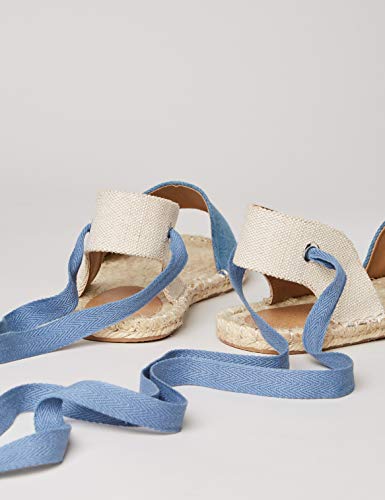 FIND Tie Up Flat Espadrille Alpargata, Azul (Denim), 36 EU