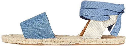 FIND Tie Up Flat Espadrille Alpargata, Azul (Denim), 37 EU