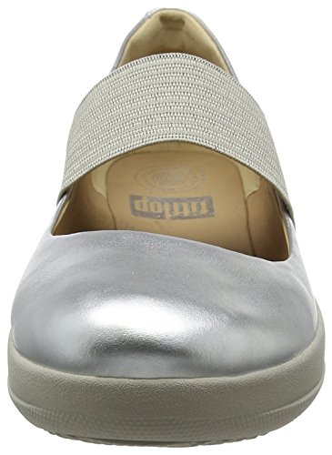 FitFlop F-Sporty Mary Jane, Merceditas Mujer, Plateado (Silver), 39 EU